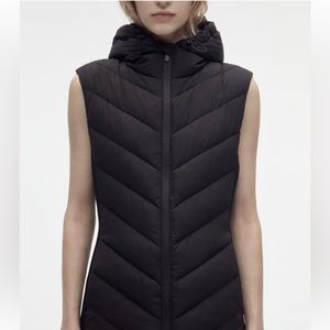 Zara Fitted Hooded Puffer Vest Black Size XL